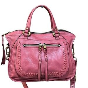 orYANY Sarah Pebble Leather Satchel Crossbody Marsala with Braided Detail‎
